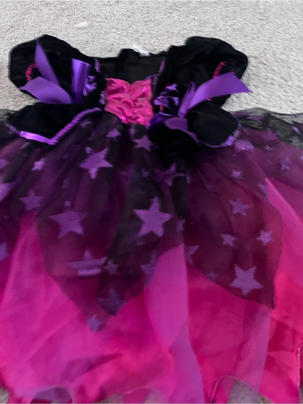 Light up Black and Pink Star Tulle Witch Costume Dress